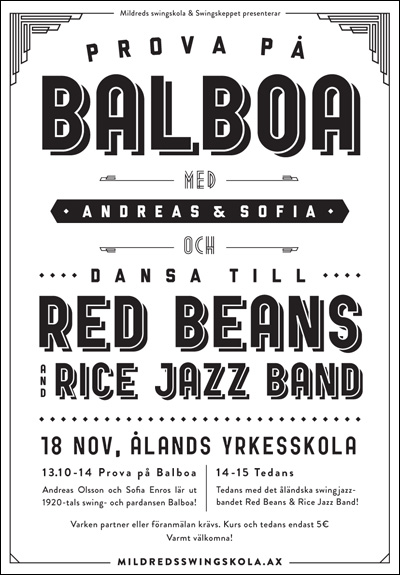 Mildreds swingskola Prova på Balboa & tedans till Red Beans & Rice Jazz Band